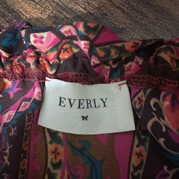 Everly Multicolor Off Shoulder Elastic Waist Bohemian Mid length Dress Size S - Picture 6 of 7